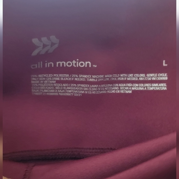 All In Motion Leggings Womens Large High Rise Brushed Sculpt Active Burgundys - Picture 7 of 7